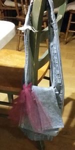 Hand sewing Jean throw over shoulder bag